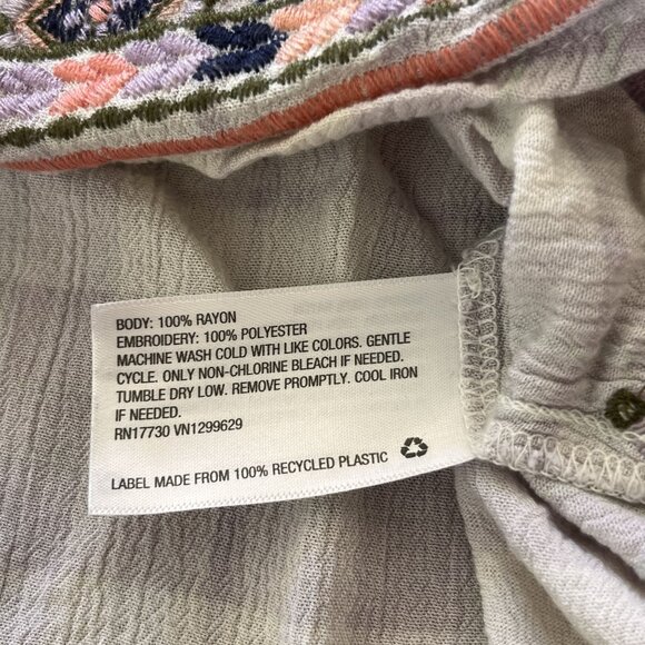 Knox Rose Purple Embroidered Plaid Short Sleeve Top Womens Small Rayon Blend - Picture 4 of 6